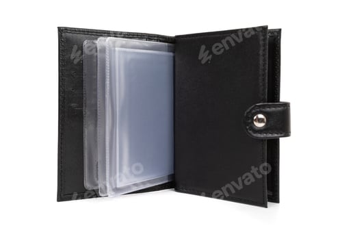 Preview: leather wallet for storing money close up on white background