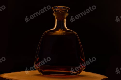 Preview: Bottle of alcohol in muted light.