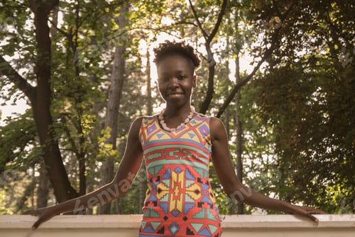 Preview: One, Young Adult, Black African American Woman, Arms Outstreched, Upper Body Shot, Urban Area