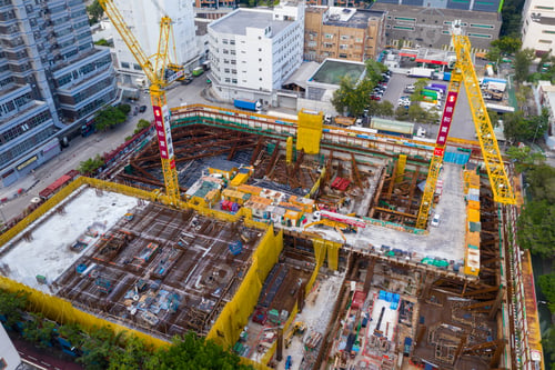Preview: Yuen Long, Hong Kong 18 October 2020: Top down view of construction site in Hong Kong