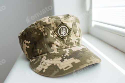 Preview: Armed Forces of Ukraine. Uniform for soldier. Ukrainian trident on military uniform.