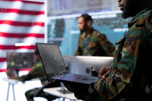 Preview: Military specialists in high tech US command center manages surveillance systems