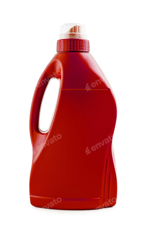 Preview: red plastic bottle for detergent isolated