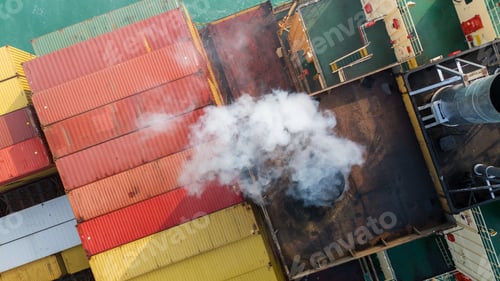 Preview: Smoke exhaust gas emissions from cargo lagre ship ,Marine diesel engine exhaust gas