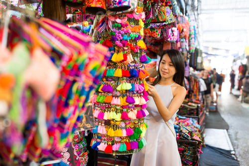 Preview: Woman enjoy shopping in weekend market