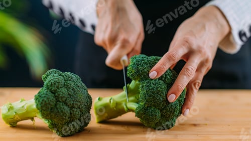 Preview: Cutting fresh organic broccoli