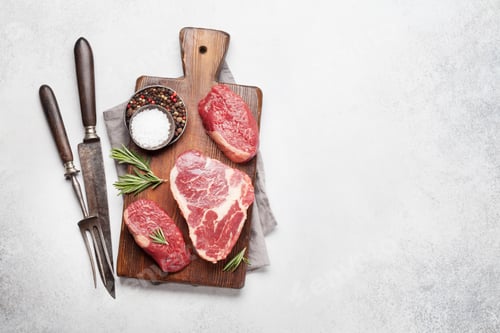Preview: Variety of raw beef steaks