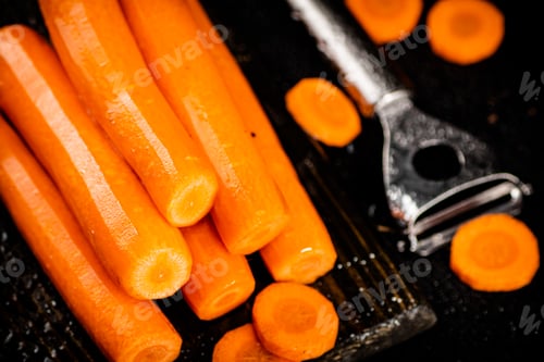 Preview: Fresh carrots on a cutting board.