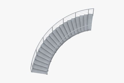Preview: Curved Industrial Metal Staircase with Safety Railing