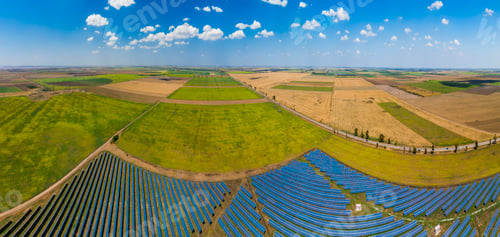 Preview: Solar panel on a background of a beautiful blue sky. Green energy