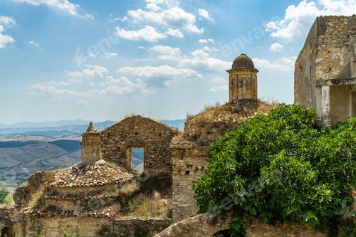 Preview: Aerial shot of Craco ghost town, Basilicata, Italy