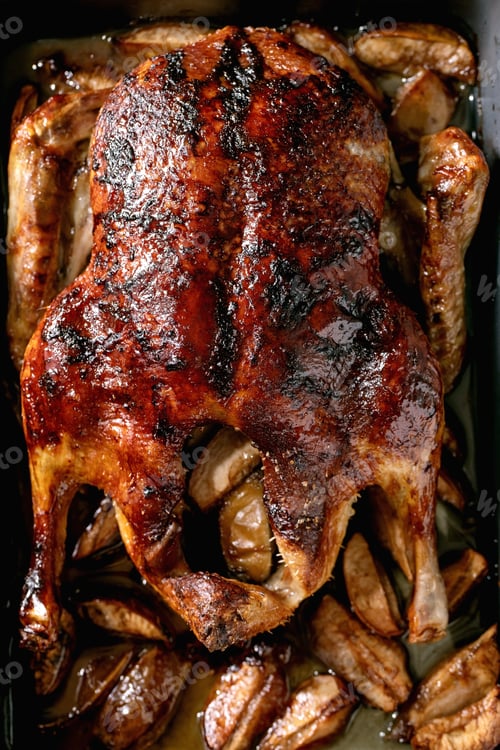 Preview: Classic dish roasted glazed duck with apples