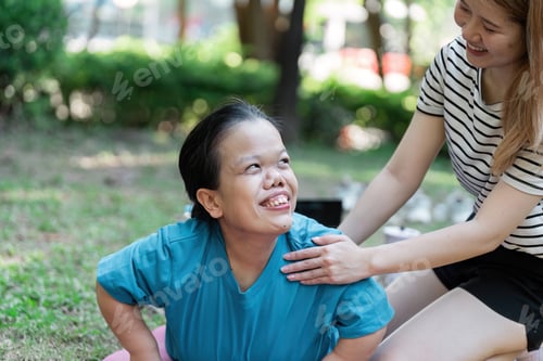 Preview: Joyful Interaction Between Diverse Individuals in a Park Setting Highlighting Inclusion and