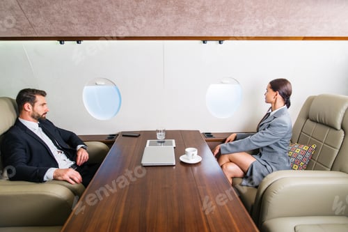 Preview: Business team on private jet