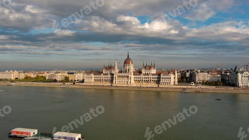 Preview: Aerial view of Hungarian Parliament Building in Budapest, Hungary
