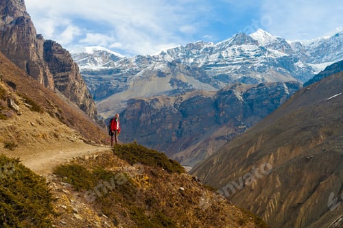 Preview: Beautiful Traveler Photo Woman Backpacker Mountains Landscape