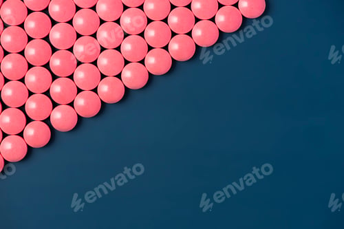 Preview: Red Pills Flat Lay on Blue Border Background