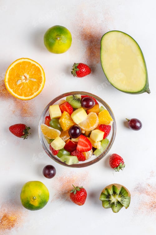 Preview: Fresh fruit and berry salad,healthy eating.