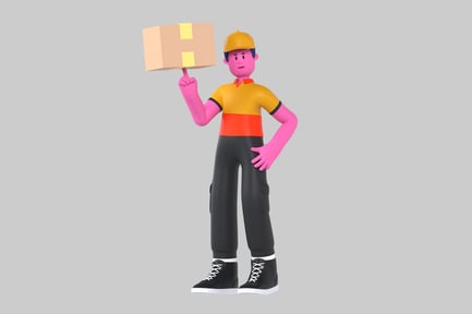 Preview: Cartoon delivery person with package