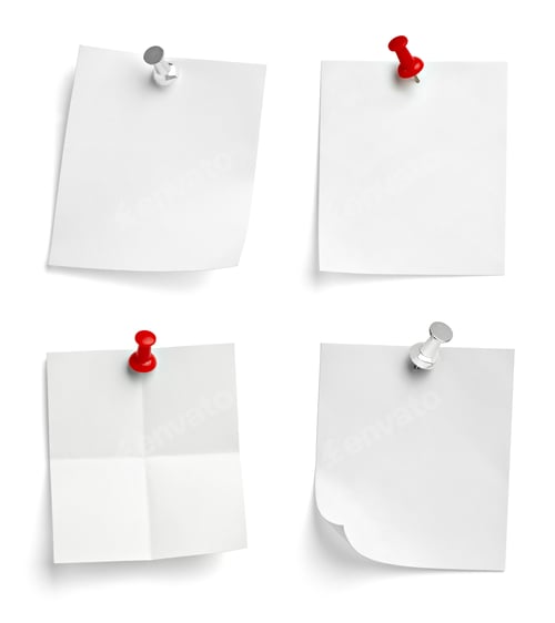 Preview: note paper push pin message red white black