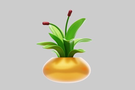 Preview: Cartoon potted plant with gold pot