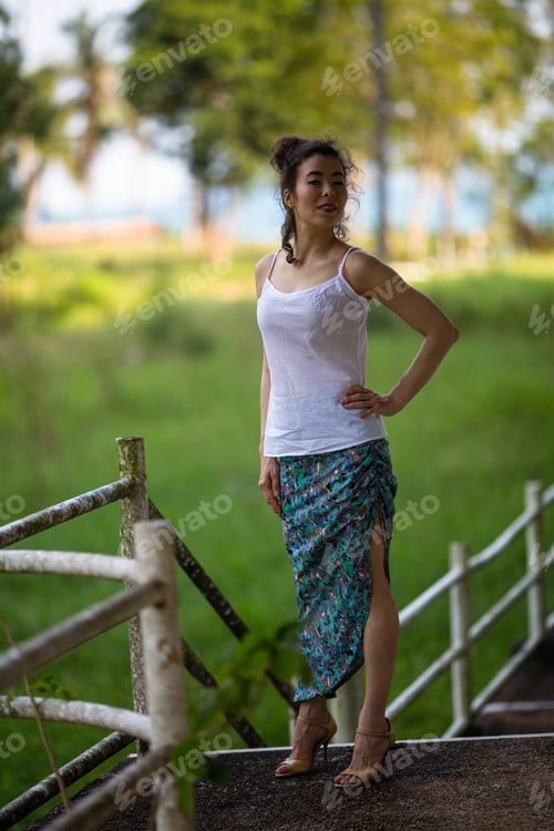 Preview: Multicultural Asian Woman In The Abandoned Ship In Thailand Jungle.