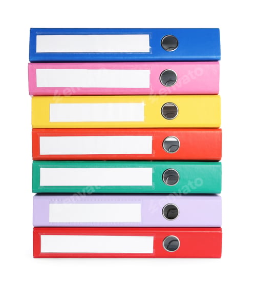 Preview: Many bright office folders isolated on white