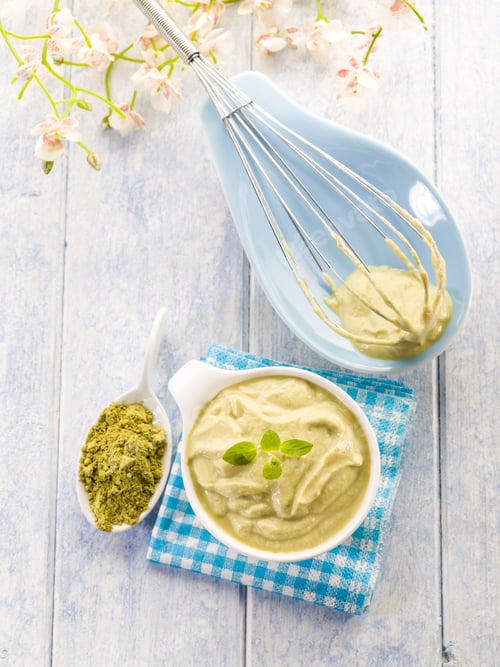 Preview: matcha tea and ricotta mousse,healthy dessert