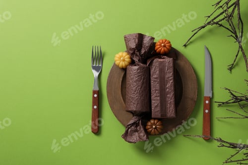 Preview: Concept of Thanksgiving day, Autumn table setting, space for text