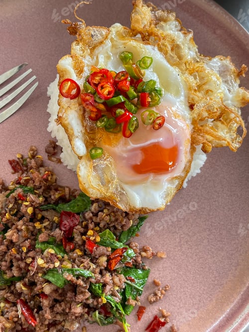 Preview: Rice topped with stir-fried pork.