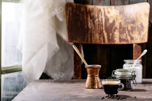 Preview: Fresh coffee in glass cup