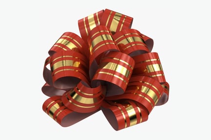 Preview: Red and Gold Striped Gift Bow