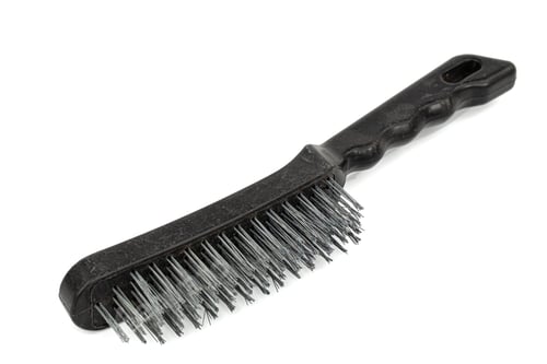 Preview: Steel wire brush with handle from black plastic, isolated on white background