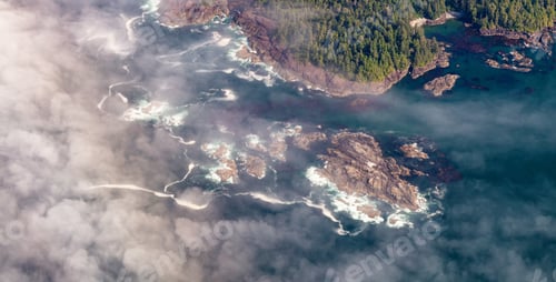Preview: Ocean Coast aerial view from airplane. Tofino, Vancouver Island, BC, Canada