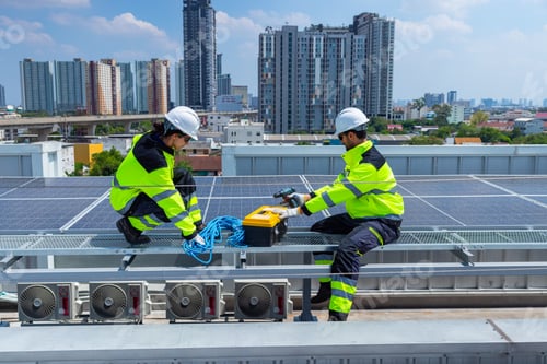 Preview: Solar Technicians Installing Rooftop Photovoltaic Panels