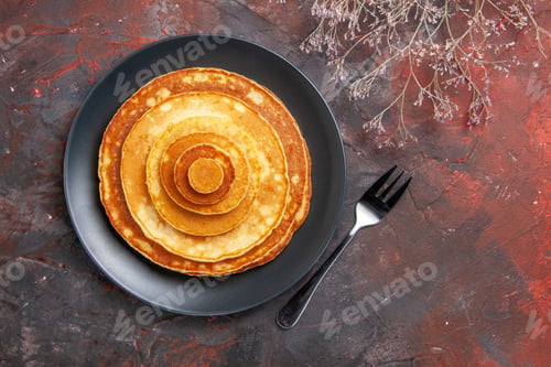 Preview: Above view of easy pancakes with a fork