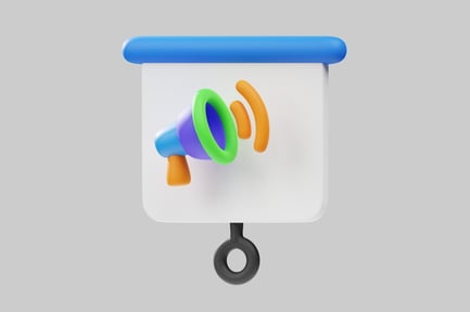 Preview: Presentation board with cartoon megaphone