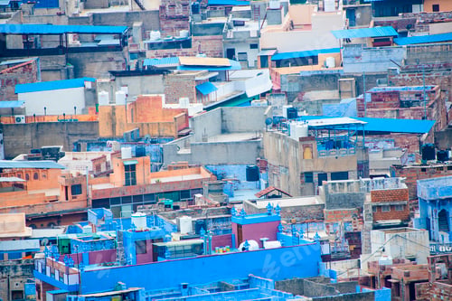 Preview: Aerial view of Jodhpur Blue City. Jodphur, Rajasthan, India