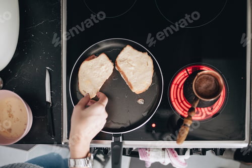 Preview: making breakfast / toasts and eggs / overhead shot of coffee / coffee making