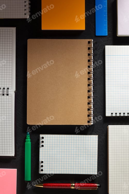 Preview: school supplies and notebook