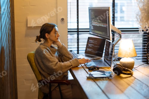 Preview: Woman works from cozy home office