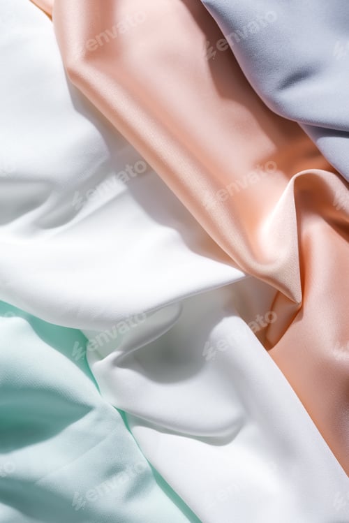 Preview: beautiful silk fabric of delicate multy color draped with small folds, softly flowing
