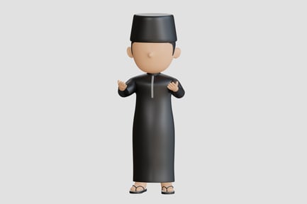 Preview: 3D Muslim Man Character with Open Arms