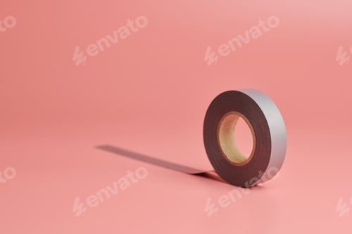 Preview: Electrical tape roll, copy space. Minor repairs in house concept. Minimal pink background.