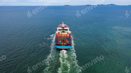Preview: Aerial view container ship seaport freight shipping maritime vessel, Business export logistic