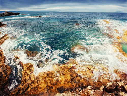 Preview: Scenic rocky coastline Cape Milazzo. Sicily Italy