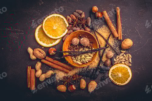 Preview: Christmas spices and baking ingredients, assorted condiments for baking, mulled wice and cooking