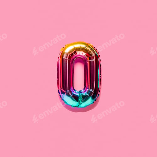 Preview: Rainbow foil balloon number. Top view.