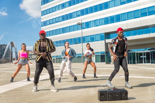 Preview: Hip hop crew dancing outdoors