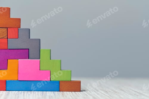Preview: staircase wooden cubes. Business development concept. Concept of progress.